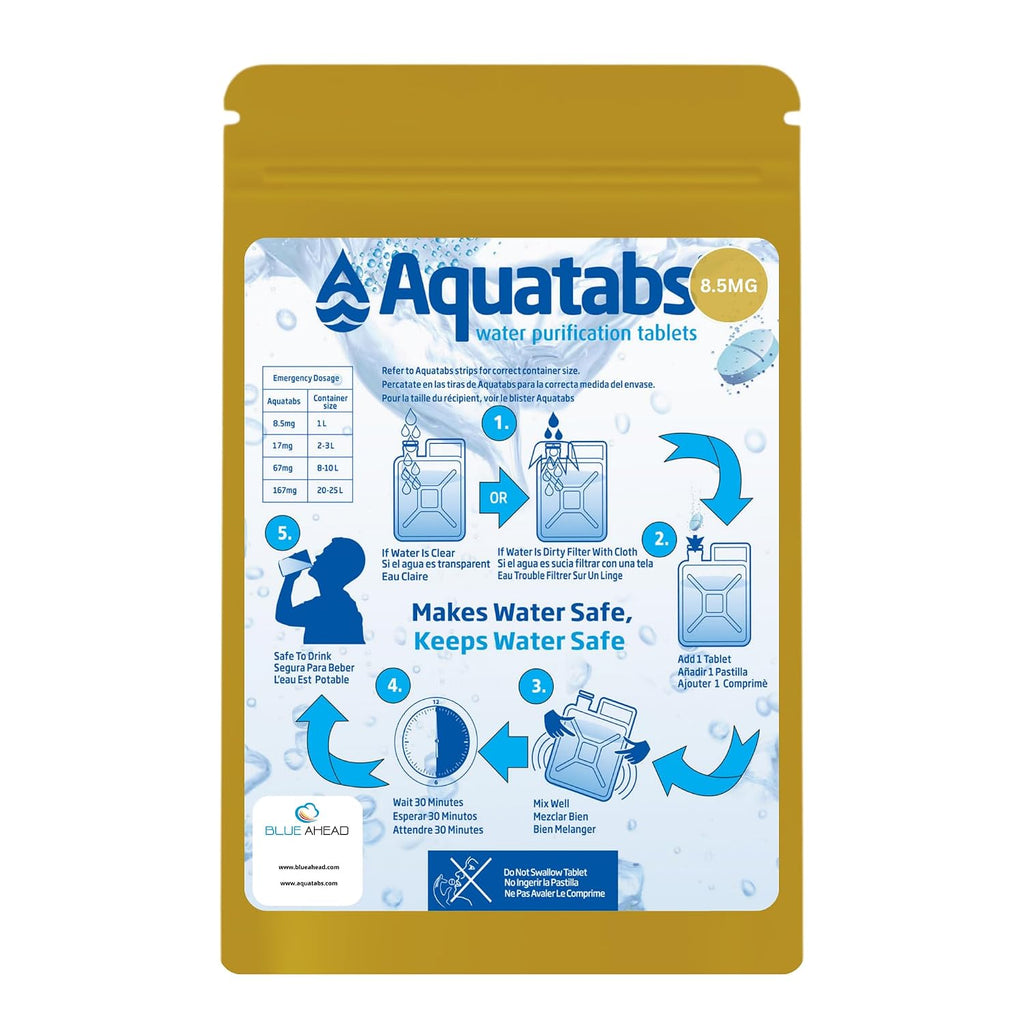 Water Purification Tablets 8.5mg x 100 – Water Treatment Tablets for Drinking Water – Water Purifier Tablets for Camping, Hiking, Travel, Survival & Emergency Prep – Each Tablet Treats 1–2 Litres