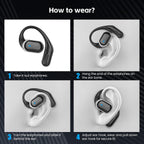 Open Ear Wireless Earbuds Bluetooth Headphones, 80H Playtime Stereo Ear Buds with ENC Noise Cancelling, Fast Charging, IPX7 Waterproof Sports Earphones with Earhook for Running/Workouts (Black)