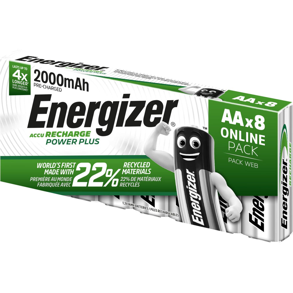 Energizer Recharge Power Plus Rechargeable AA Batteries (8 Pack) 2000 NiMH