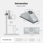 VIKIO HOME 30 Inch Range Hood Insert, 980 CFM, Dual-Intake, Gesture & Touch