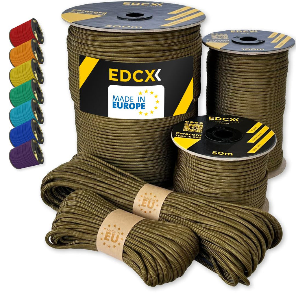 Paracord 550 4mm, 35+ Solid Colors (10m, 15m, 30m, 50m, 100m, 300m)