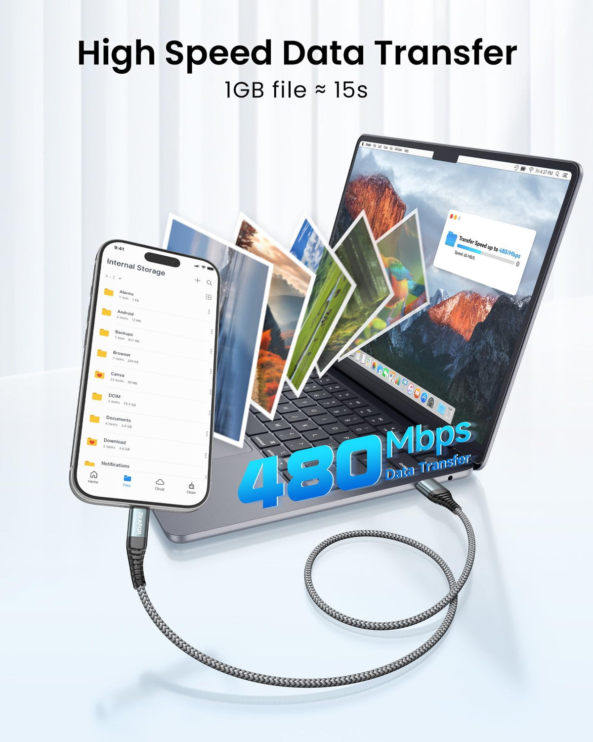 ZKAPOR Short USB C Cable 30CM, Type C Charger Cable 3A Fast Charging USB C