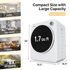 ROVSUN 110V Portable Clothes Dryer, High End Laundry Front Load Tumble Dryer Machine with Stainless Steel Tub & Simple Control Knob for Apartment, Dorm-850W, White