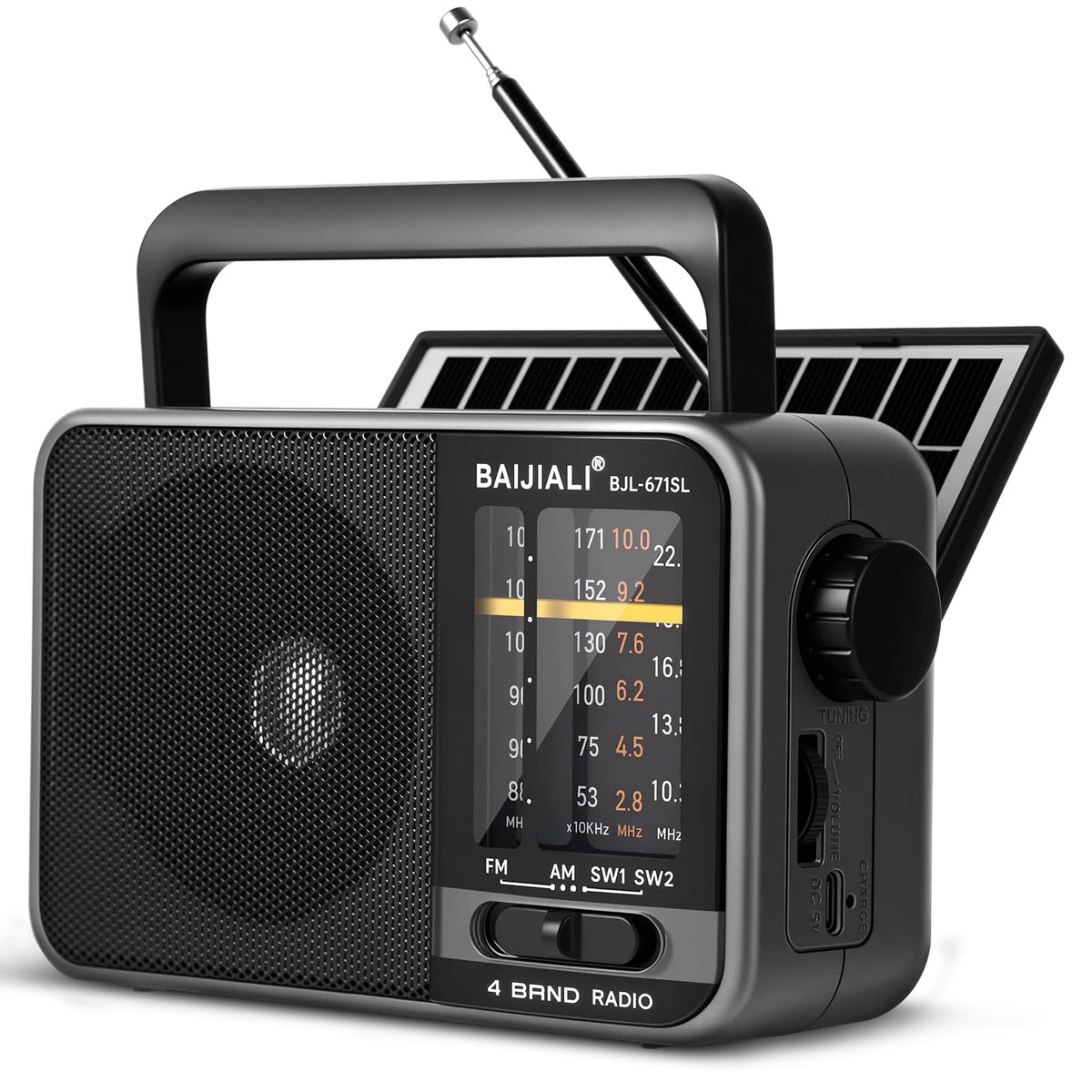 Portable AM/FM Transistor Radio with Loud Speaker, Battery or USB Powered