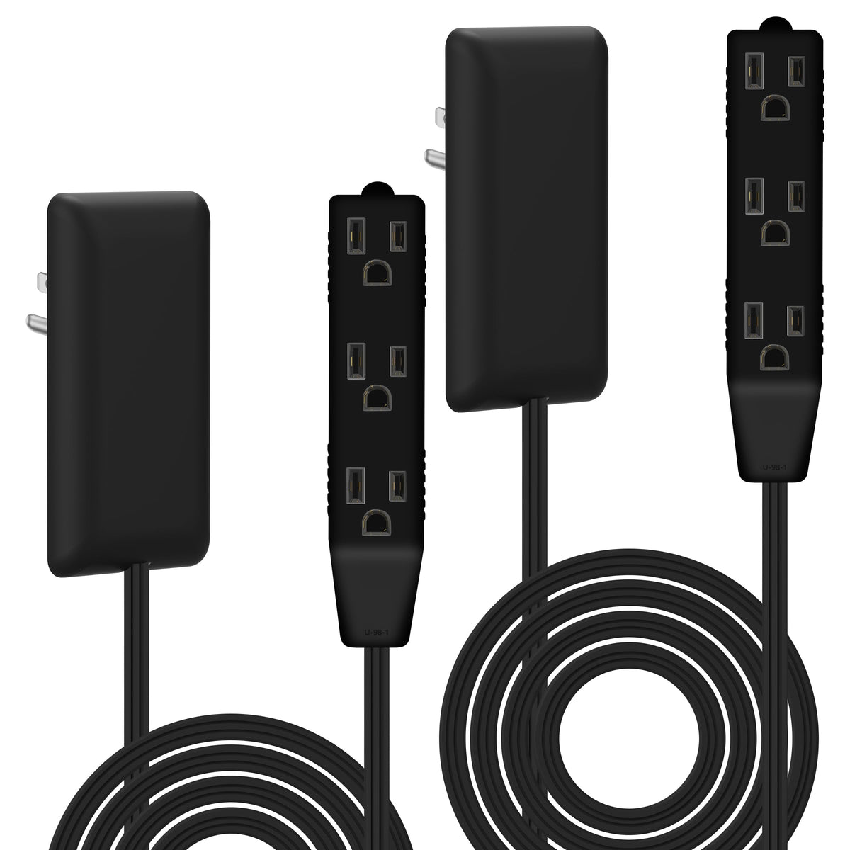 LIDER Flat-Face Outlet Extender, 3 Receptacles, 8ft Cord, 1625W, ETL Listed
