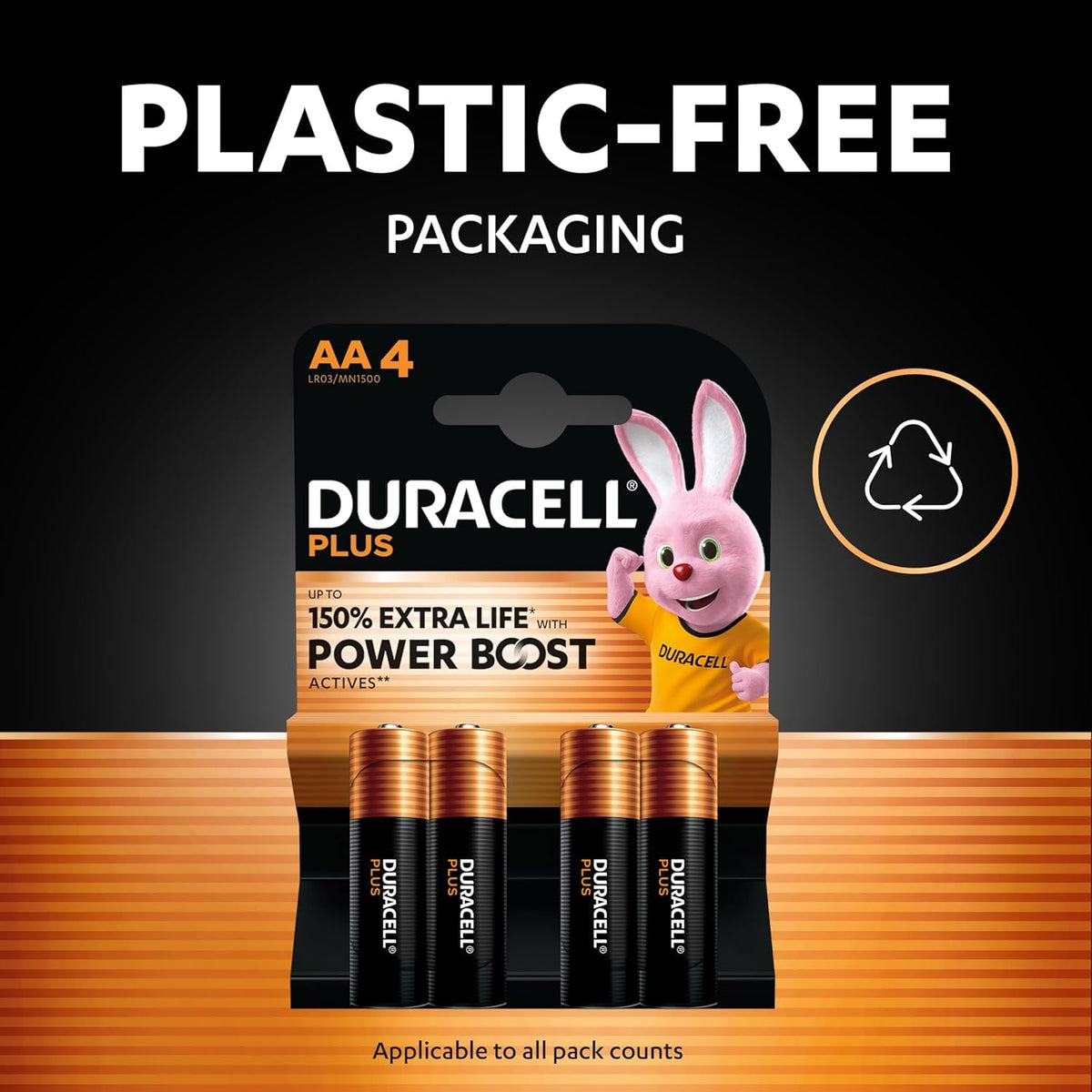 DURACELL Plus D Alkaline Batteries (4 Pack) 1.5V, LR20