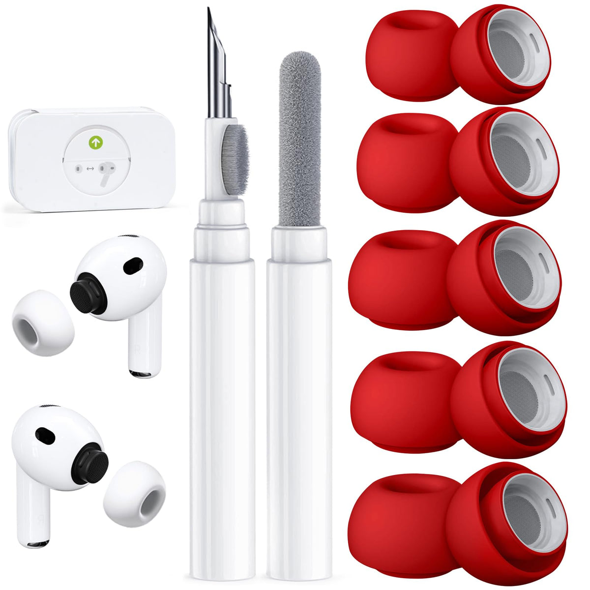 5 Pairs Replacement Ear Tips for AirPods Pro 3 (White)