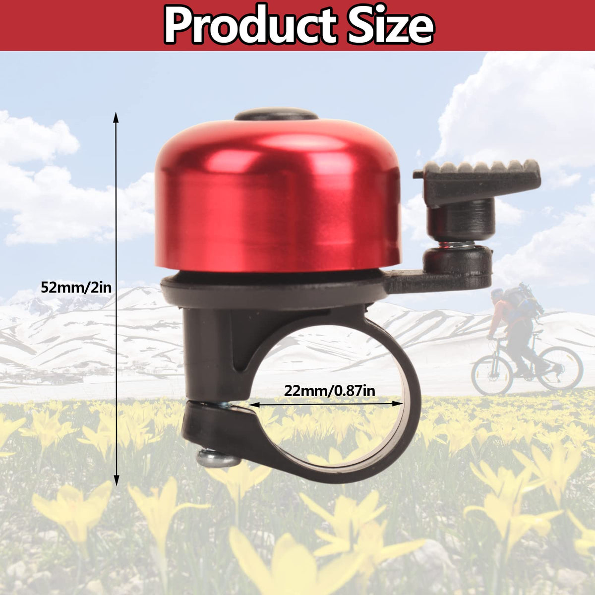 Bike Bell Bicycle Bell with Loud Crisp Clear Sound, Road and Mountain Bike Bell Adults Kids(8 colors)