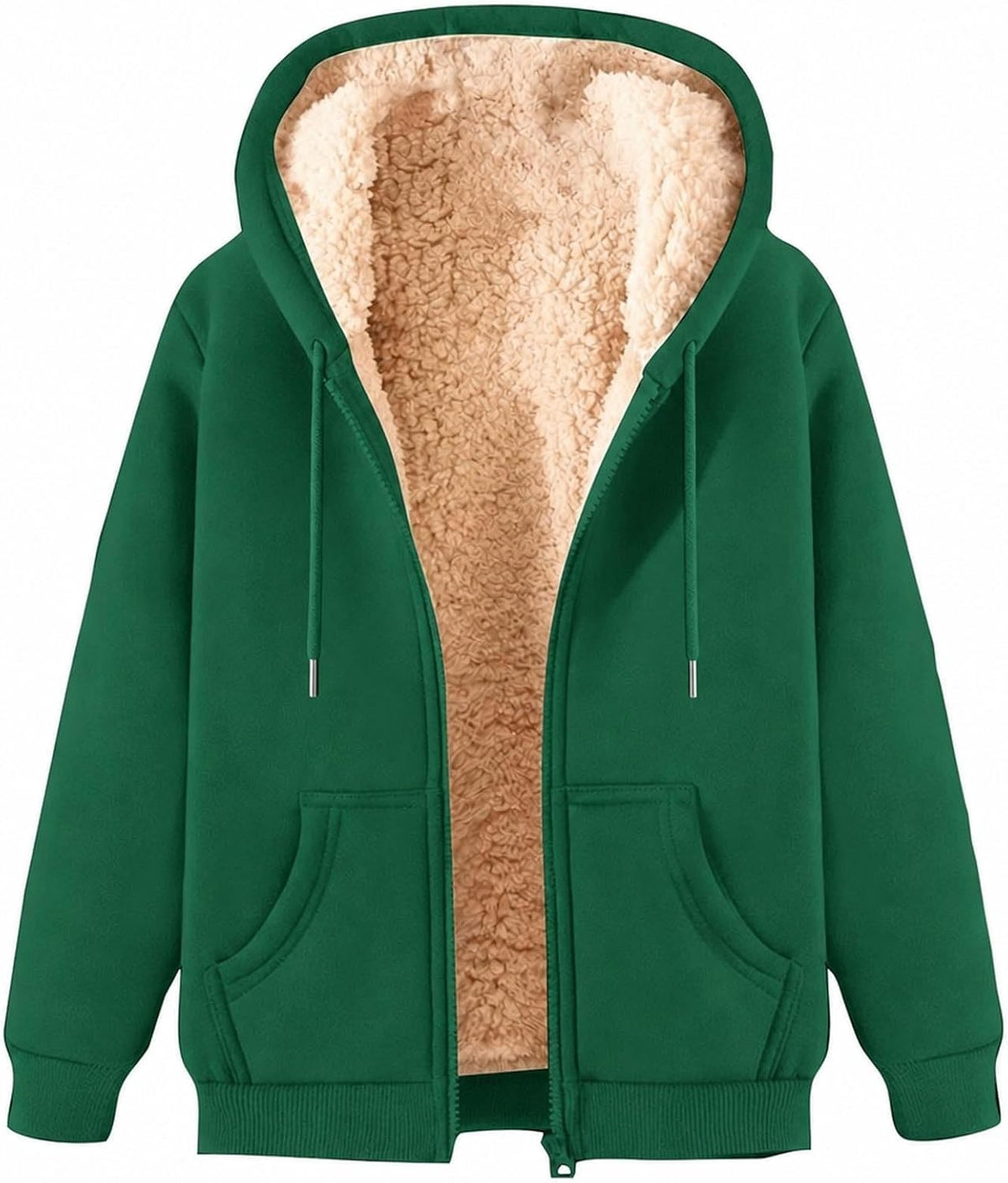 Teddy Fleece Mens Hoodies Sherpa Lined Fuzzy Jacket with Pockets Full Zip Hooded Adjustable Sweatshirts Winter Warm Jumper Coat Outwear Thermal Outfits Clothing