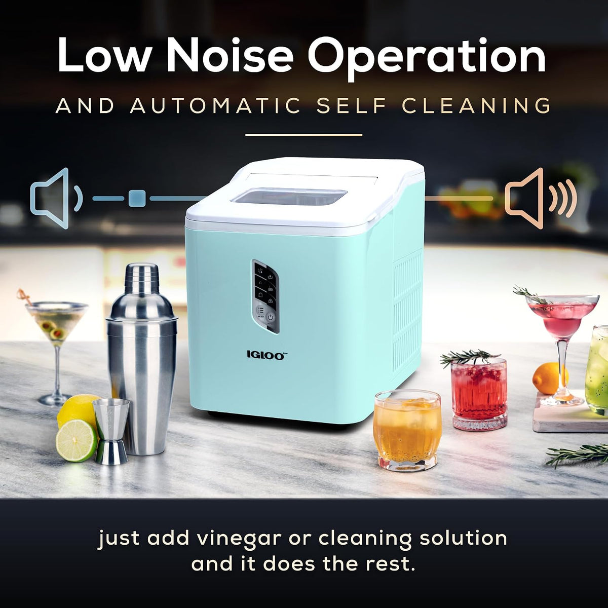 Igloo Ice Maker Countertop, Portable Ice Maker with Handle, 26lbs, Black