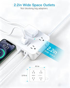 Extension Cord 10 Ft, Ultra Thin Flat Plug Power Strip Surge Protector