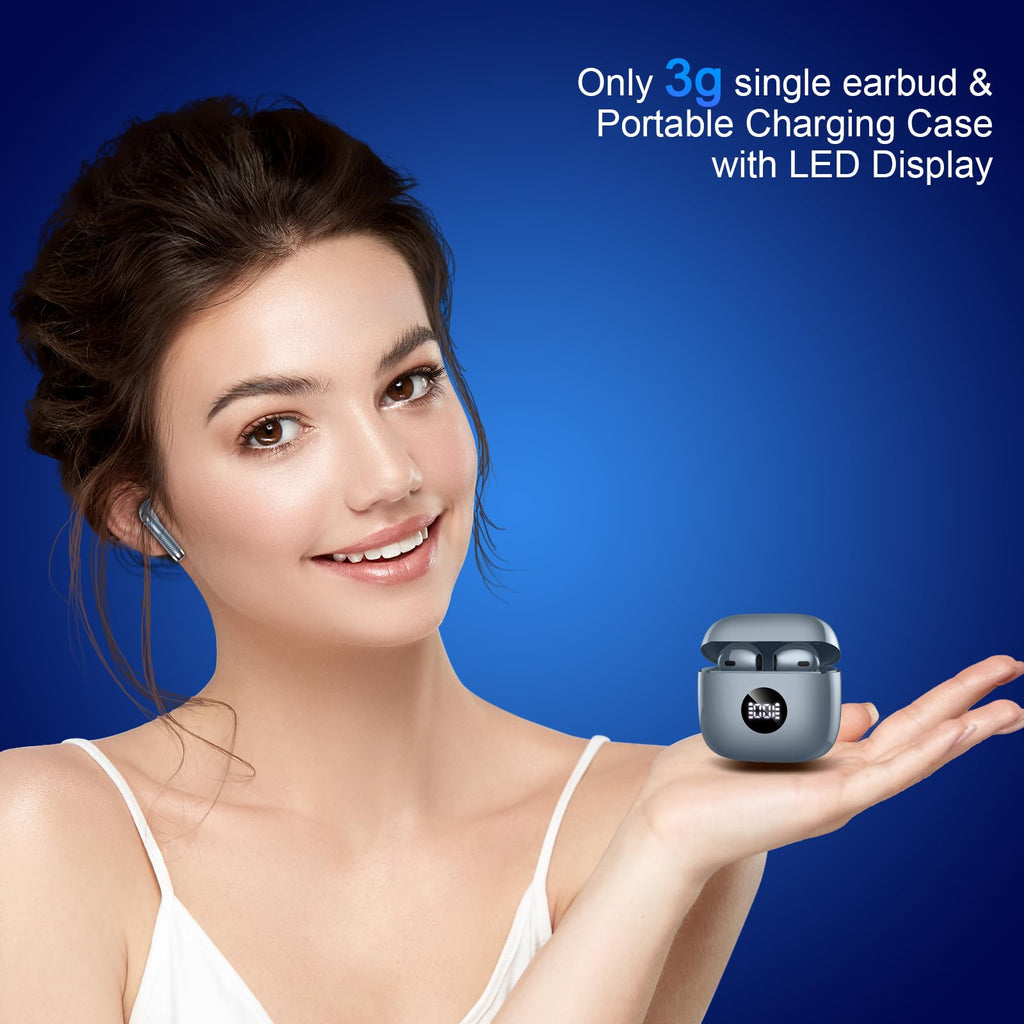 Wireless Earbuds, Bluetooth 5.4 Ear Buds, LED Power Display, 6D Bass Stereo
