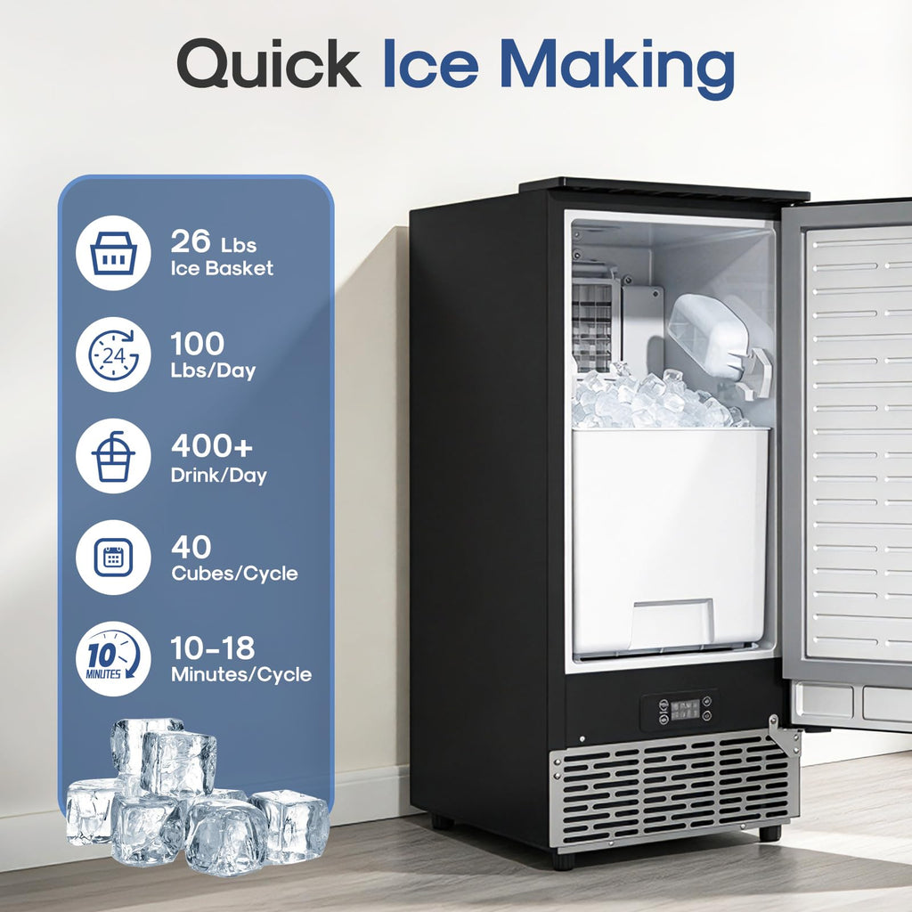 ICEPURE Nugget Ice Makers Countertop with App, Portable Ice Machine