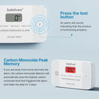 Safeliveo Carbon Monoxide Detector with Replaceable Battery, White, 2Pack