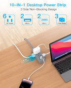 One Beat 10Ft Extension Cord with Multiple Outlets,Flat Plug Power Strip