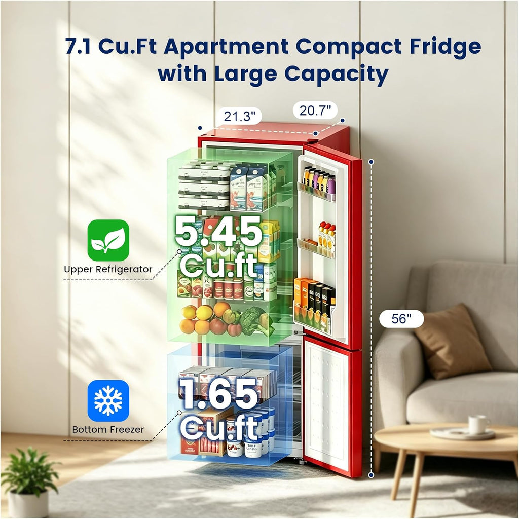 Apartment 7.1 Cu.Ft Refrigerator with Bottom Freezer Red