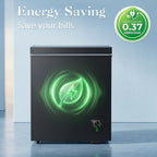 LifePlus Chest Freezer - 3.5 Cubic Feet Compact Deep Freezer Small Freezer 7 Adjustable Temperature with Removable Basket, Energy Saving Super Quiet for Garage, Office, Kitchen, or Apartment, Gray