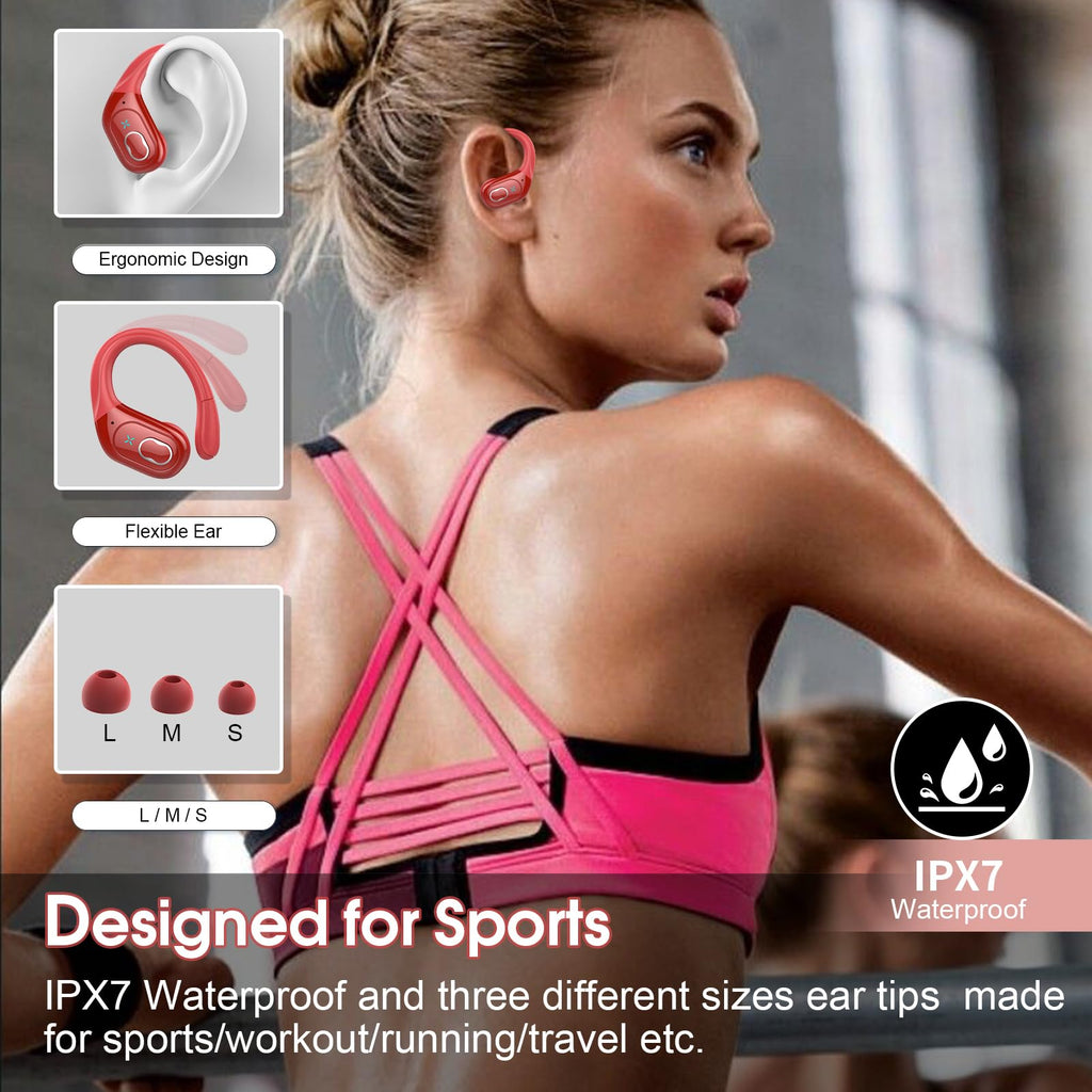 Aptkdoe Wireless Earbuds 75H Bluetooth 5.4 Sport Headphones with Earhooks