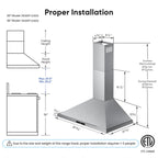 VIKIO HOME 36 Inch Wall Mount Range Hood 580CFM Low Noise Touch Control