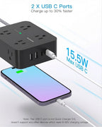 HANYCONY Surge Protector Power Strip, 10 Ft Braided Extension Cord, 1080J