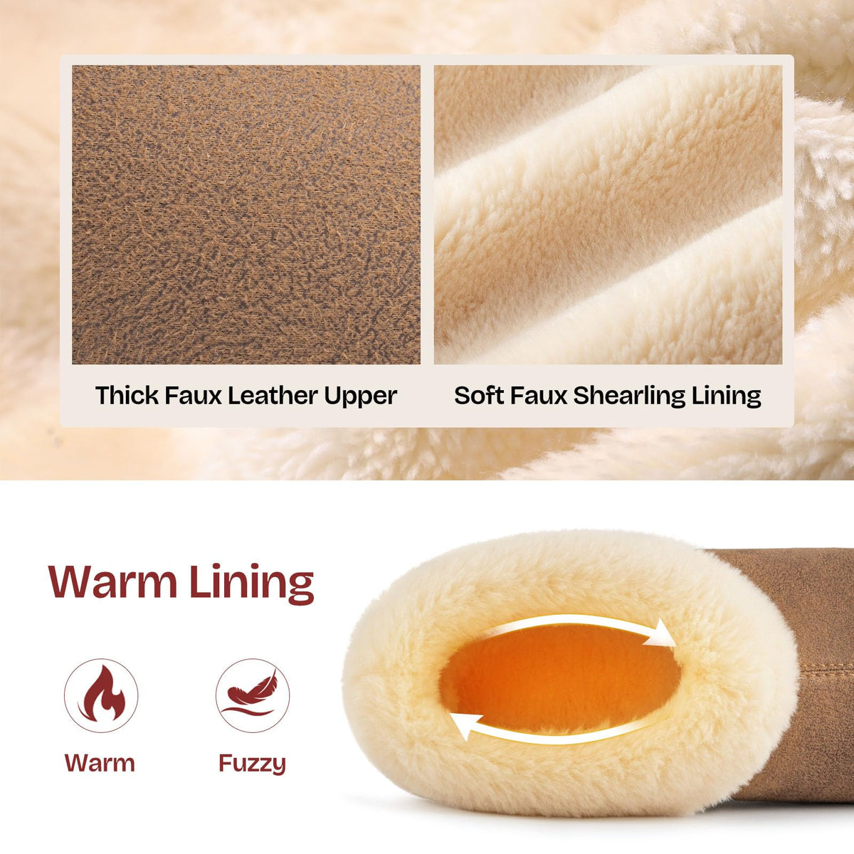 EverFoams Women's Suede Bootie Slippers Fuzzy Plush Collar Memory Foam