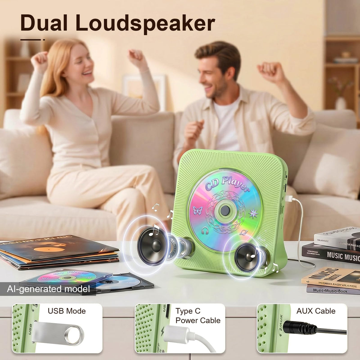 Gueray CD Player Portable Bluetooth Desktop CD Players for Home