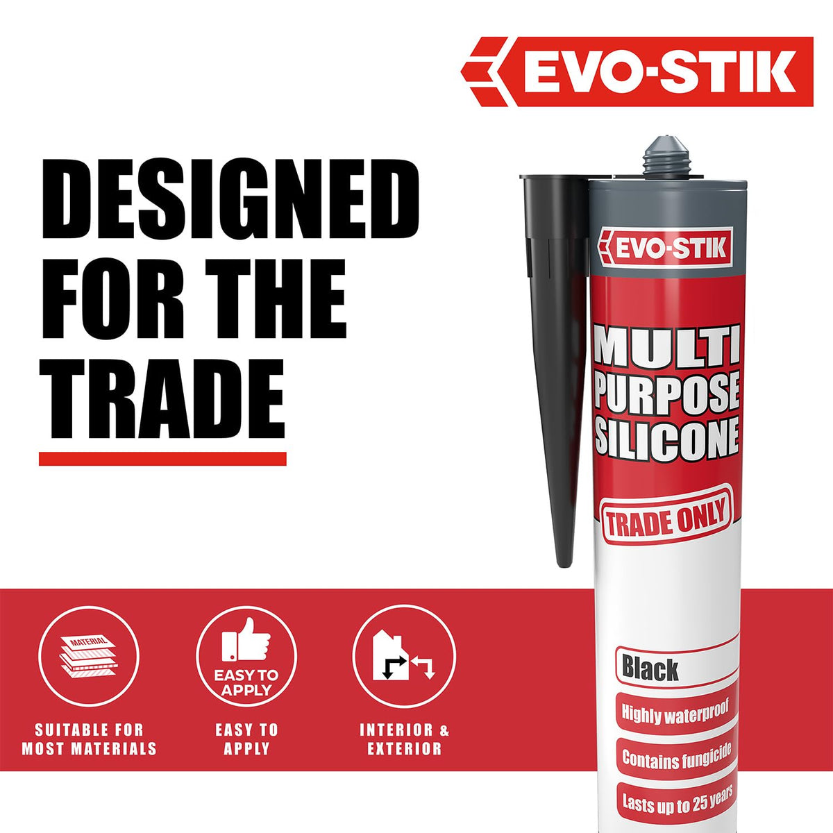 EVO-STIK Multipurpose Silicone Sealant White - Waterproof & Mould Resistant