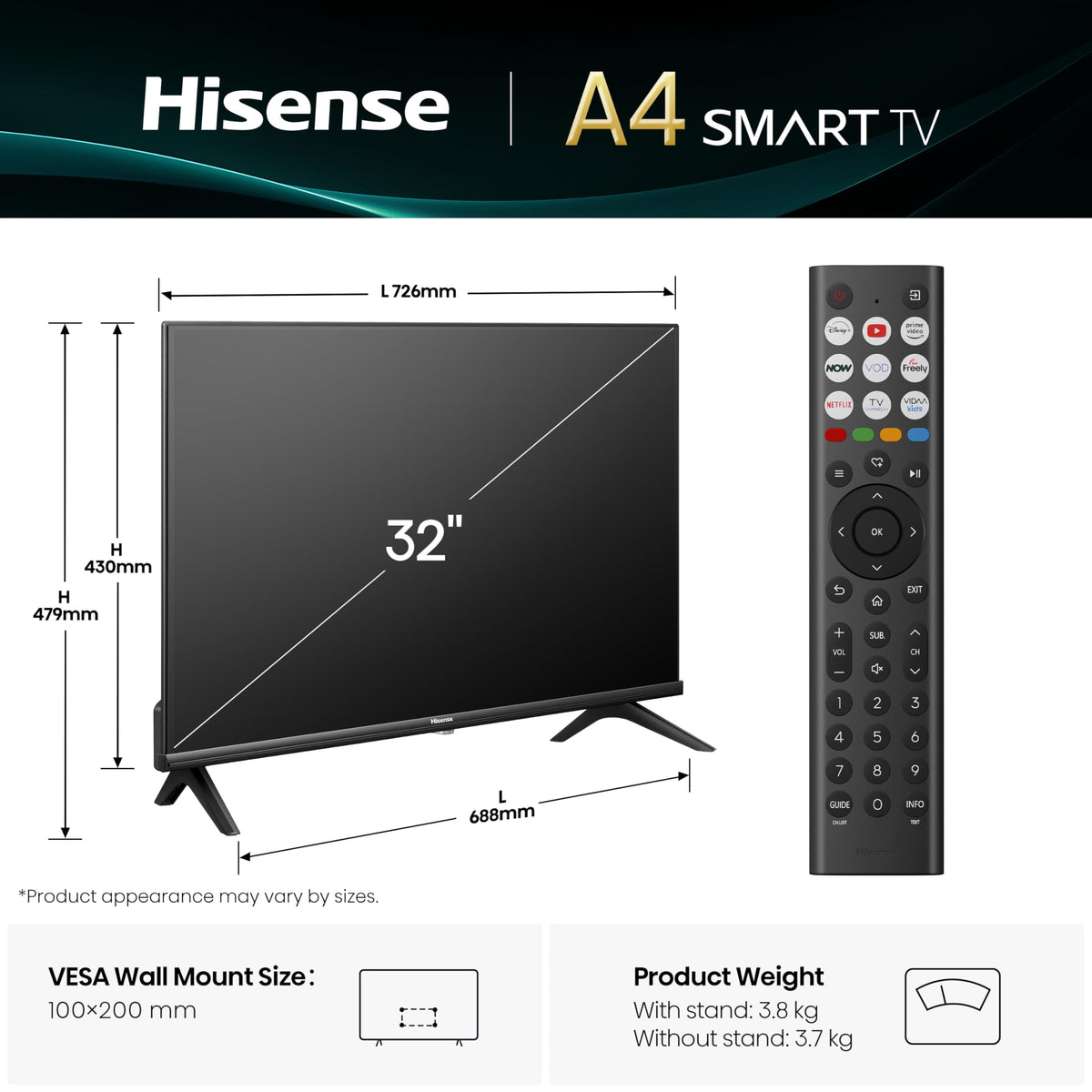 Hisense 40 Inch 40E4QTUK FHD LED TV with Freely