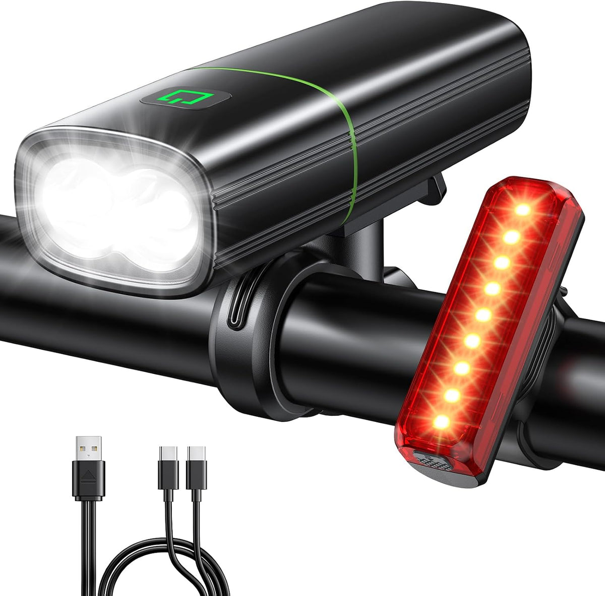 Mohard 1200LM Bike Lights with 2 Super Bright LED, 2600mAh USB Rechargeable