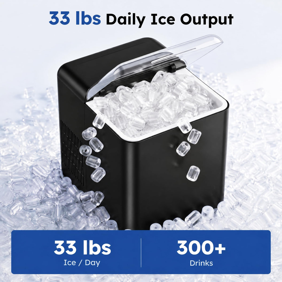 Ice Maker Countertop, 26.5 lbs/Day, 8 Bullet Fast Ice in 6 Mins