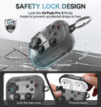 for AirPods Pro 3 Case Cover 2025 with Safety Lock-Clear White