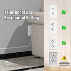 CABOCASA 3FT Flat Plug Extension Cord Power Strip 3 Outlets White Upward