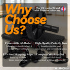 Amonax Convertible Ab Wheel Roller with Large Knee Mat for Core Abs Rollout