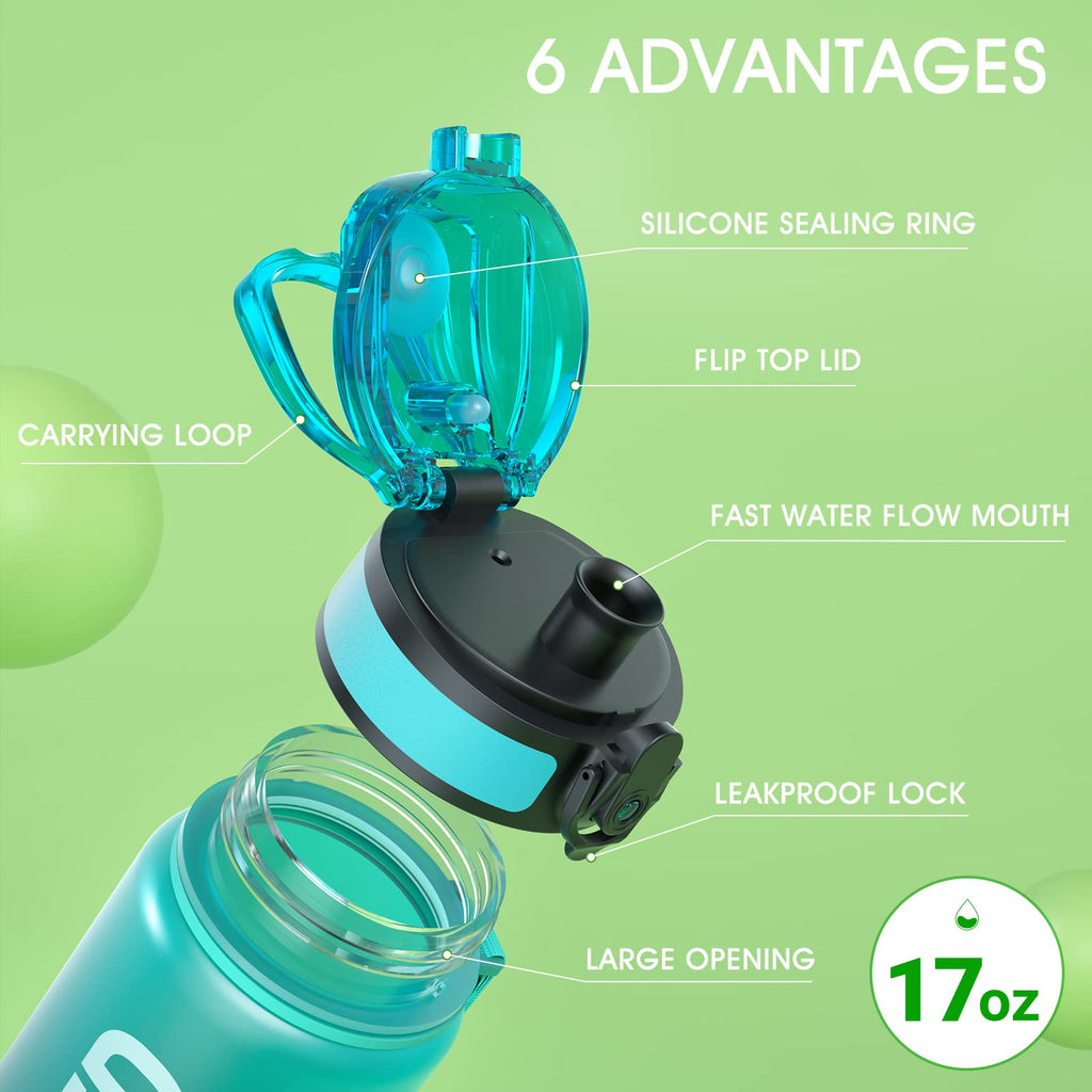 Sahara Sailor Water Bottle 1L, Leakproof Tritan Bottle with Time Marker