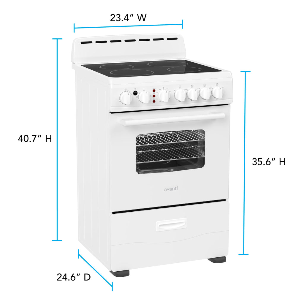 Avanti 20-Inch Freestanding Electric Range with Ceramic Glass Cooktop, in Black (CERU200P1B)