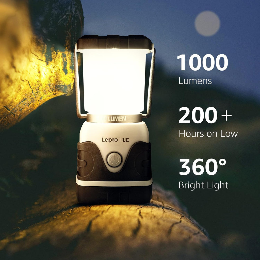 LE Camping Lantern Battery Powered, 1000lm Camping Light, Warm & Cool Lamp