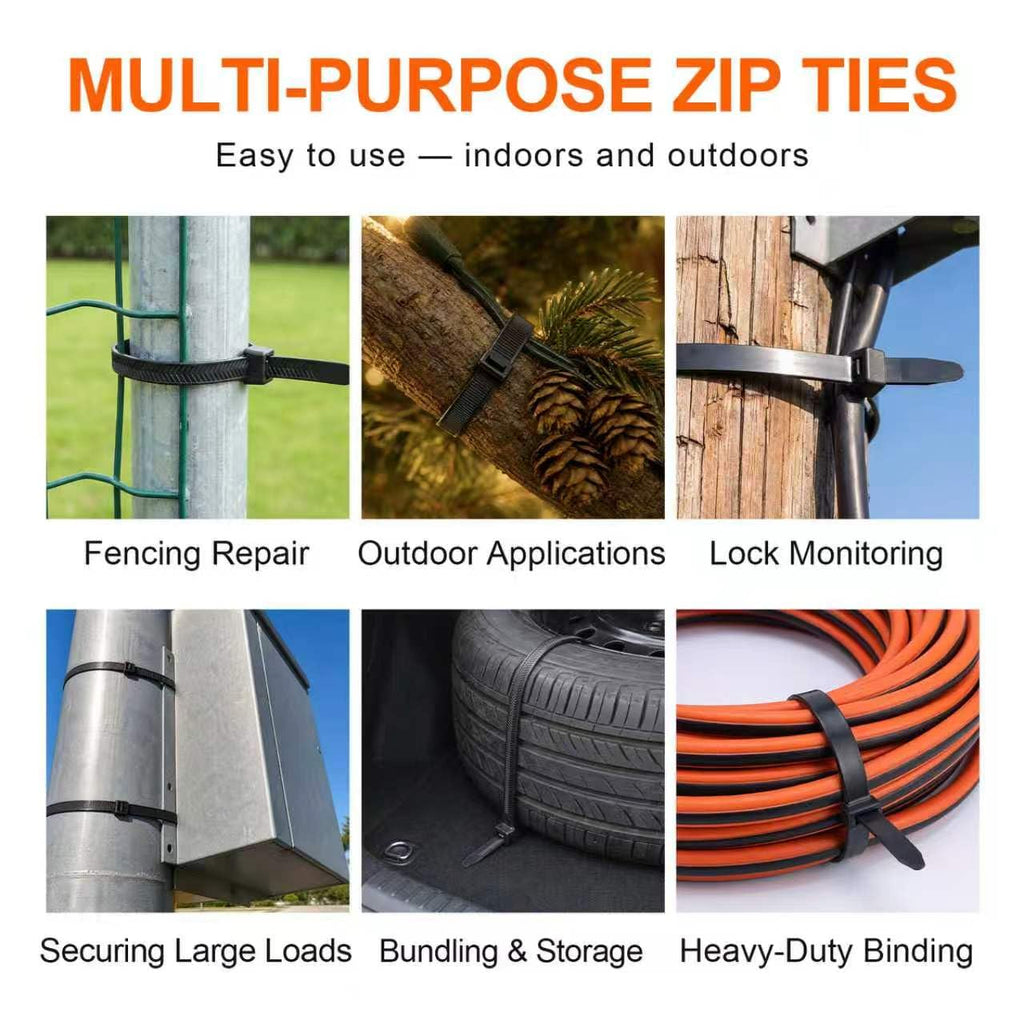 Rythcraft 12" Cable Zip Ties Heavy Duty, 200 LBS Test Tilted Tooth, 80 Pack