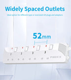 PIBEEX Extension Lead 2 Way Plug Sockets with Individual Switches Wall Mountable Power Strip 3M Extension Cable 13A Fused UK Plug 3250W