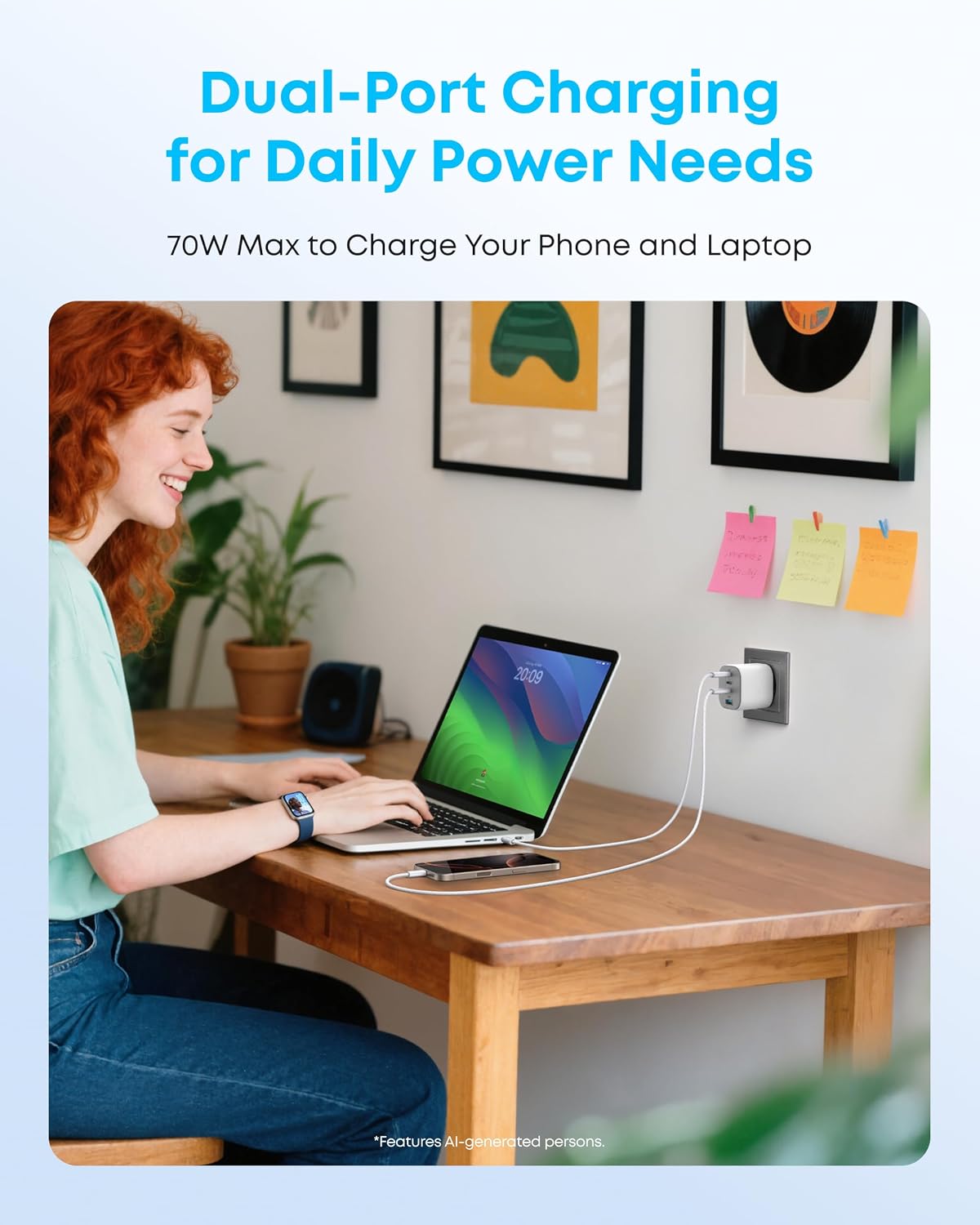 Anker Zolo 70W Fast usb c Charger, 4-Port Foldable Laptop Adapter Plug