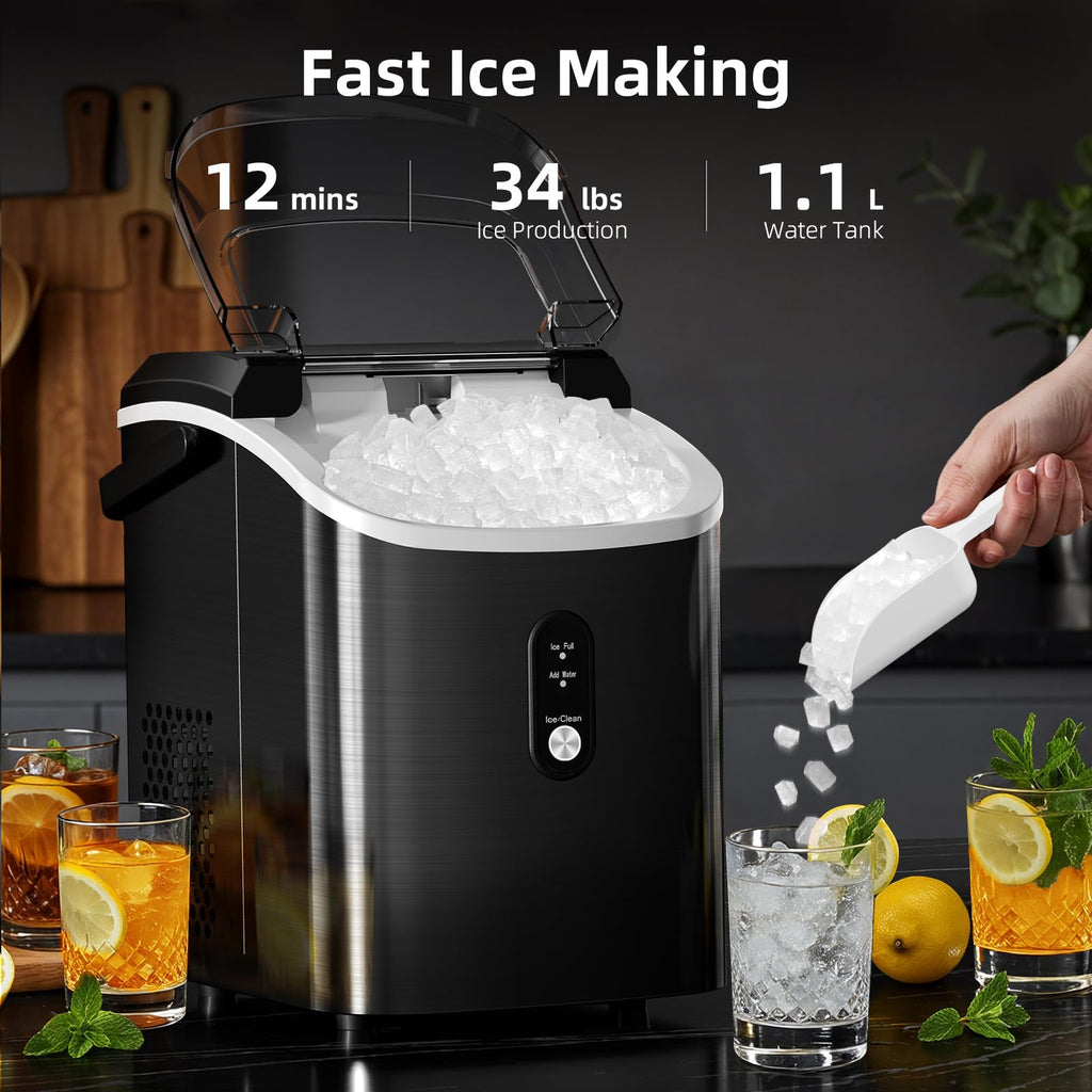 Antarctic Star Nugget Ice Maker Countertop with Soft Chewable Ice
