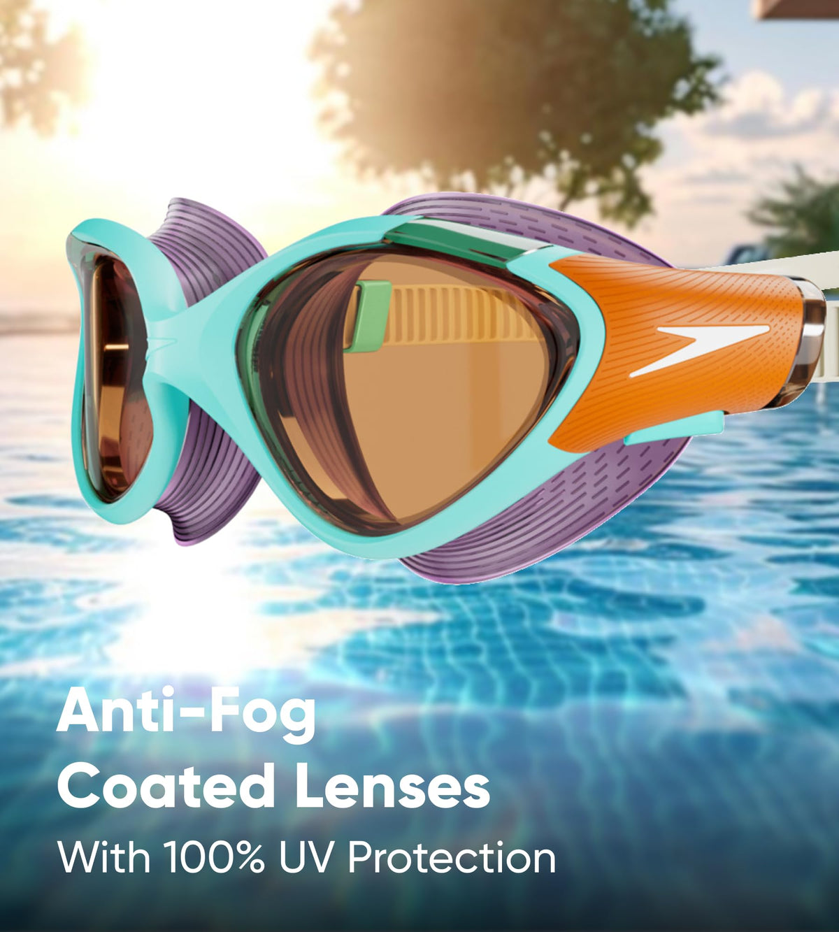 Speedo Damen Biofuse 2.0 Schwimmbrille | Weibliches Design | Patentierter Verstellmechanismus | Anti-Beschlag | Anti-Leck | Comfort Fit Schwimmbrille (1 Stück)
