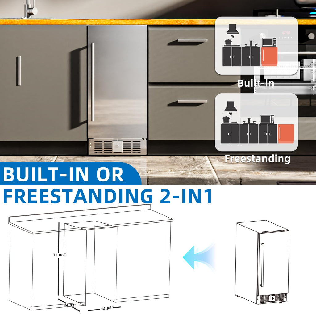 Antarctic Star 18L Mini Fridge Cooler 24Can, Beverage Refrigerator with Quiet Compressor, LED Light,Freestanding Small Fridge with Electronic Temperature Control for Home and Bar(40-61 ℉)