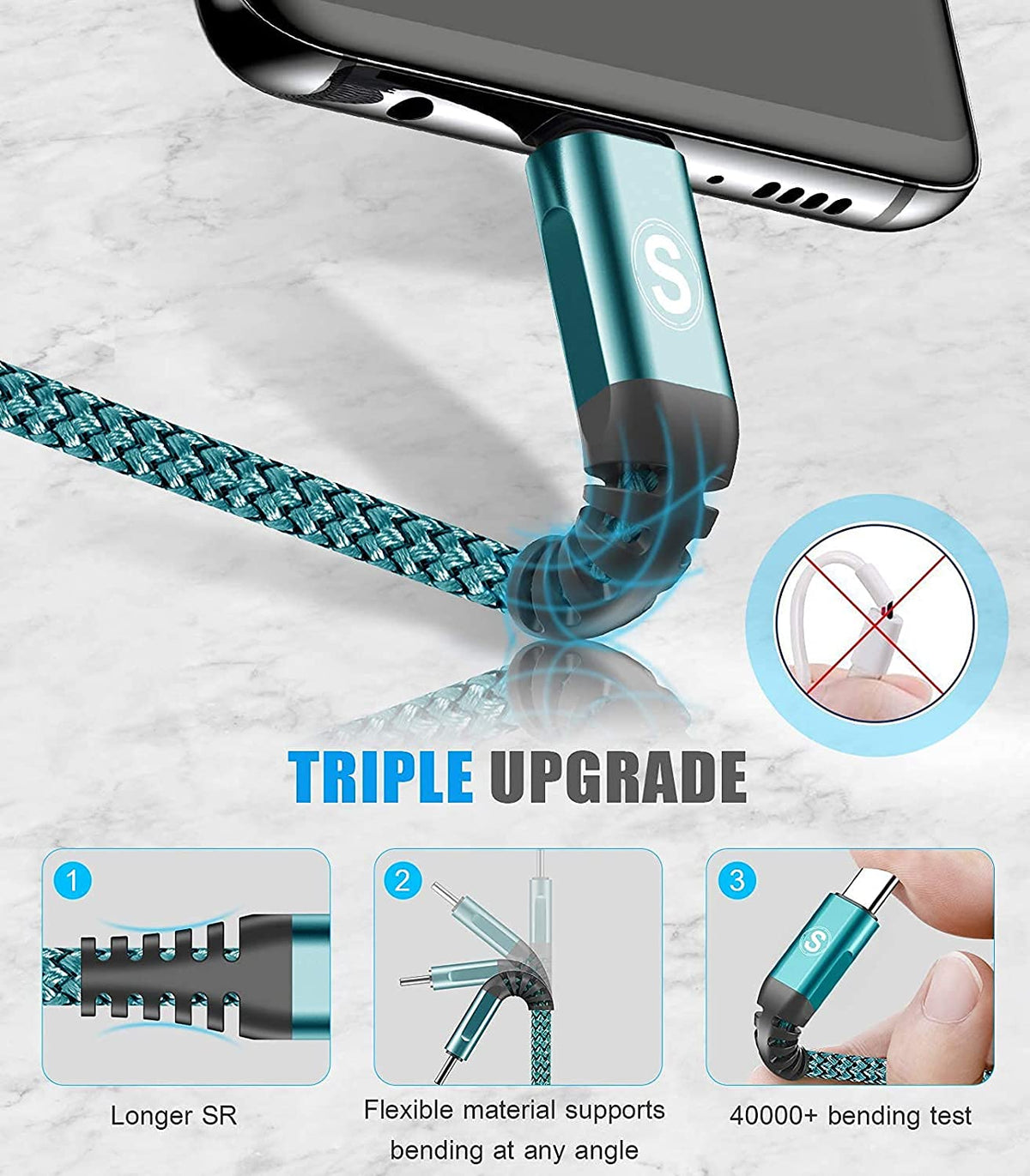 2-Pack 1M USB C Cable 3.1A Fast Car Charger Cable Compatible for iPhone 17 air 16 15 Plus Pro Max, Samsung Flip/Fold 7 6 5 4 3 S26 S25 S24 S10 S20 S21 S22 S23 A16/15/14/13/12 A35/A34 A56/55/54, Pixel