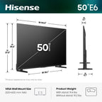 Hisense 55" Class E6SR Series Hi-QLED 4K UHD Smart Roku TV (55E6SR, 2026 Model) - Dolby Vision, Game Mode Plus, VRR, ALLM, DTS Virtual:X, Apple AirPlay, Compatible with Alexa and Google Assistant