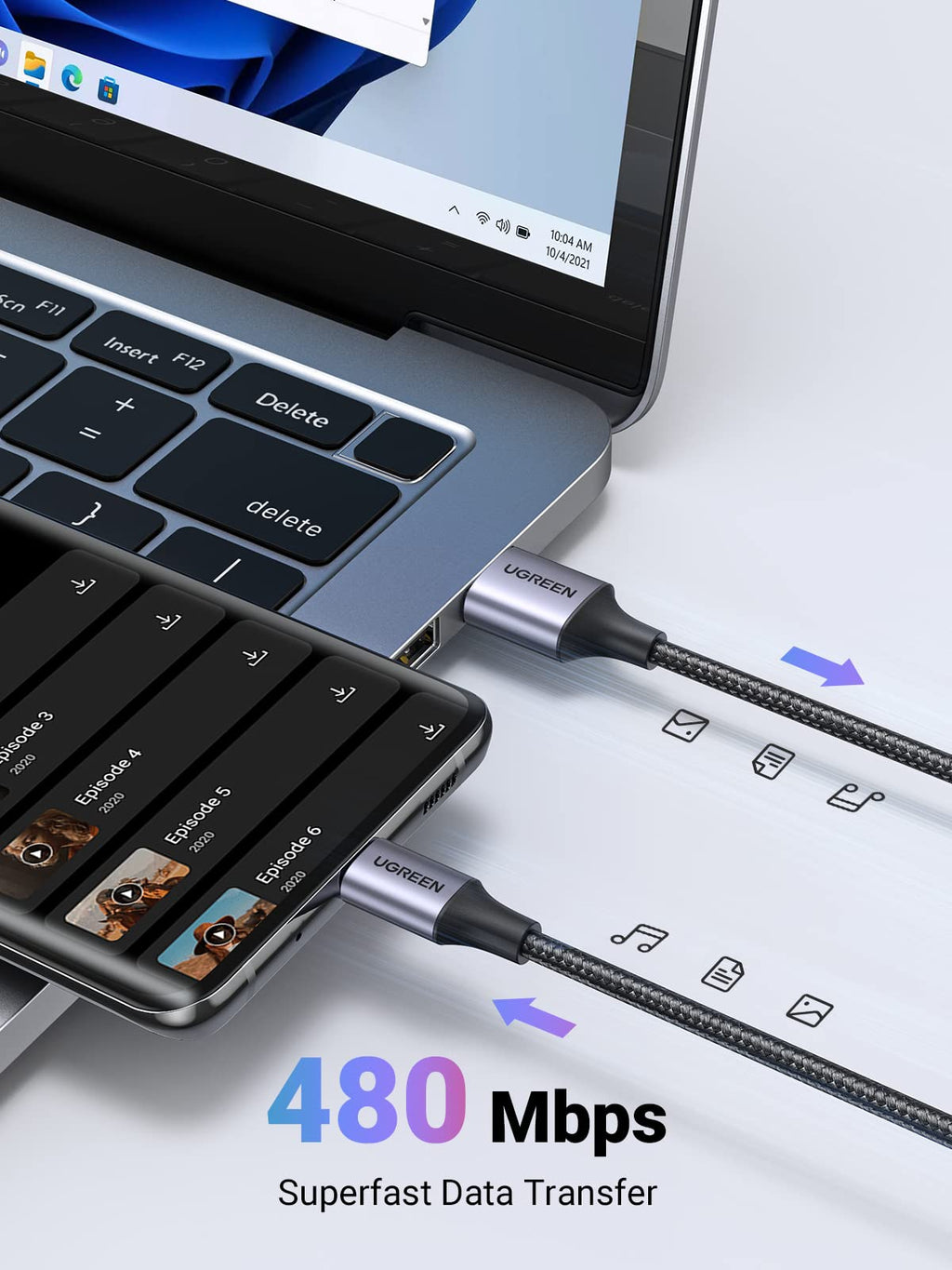 UGREEN USB A to USB C Cable 3A USB to USB C Charger Cable Fast Charge 0.5M