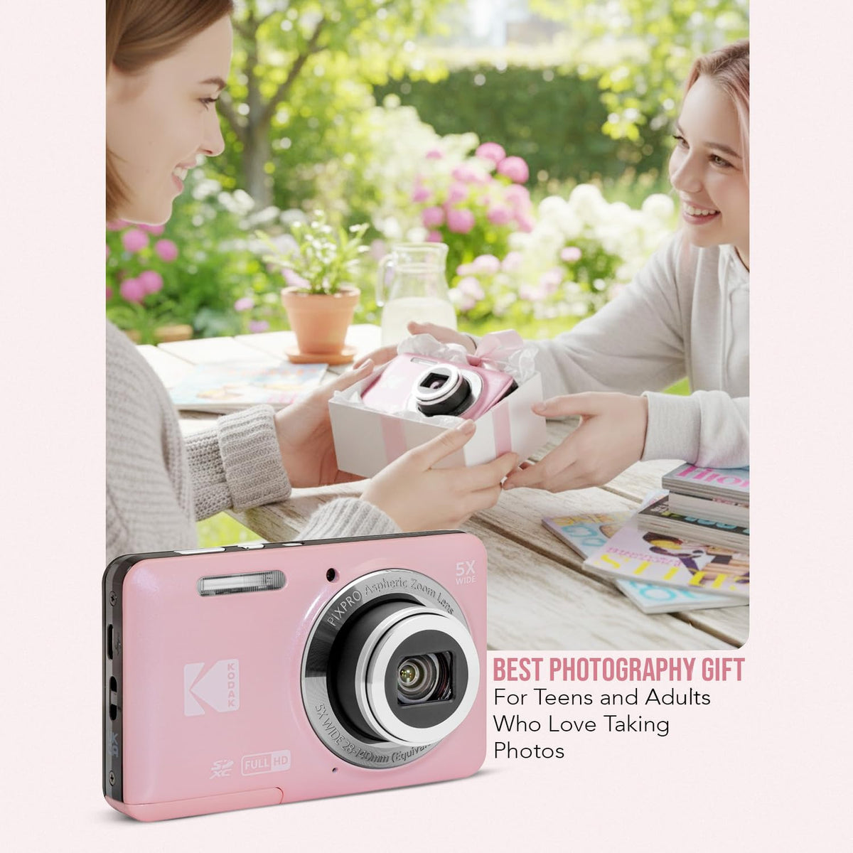 KODAK PIXPRO FZ55 16MP Compact Digital Camera, 5X Optical Zoom, Black
