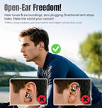 Kinglucky Clip-On Earbuds Gen 3, Open-Ear Wireless Bluetooth 6.0 Headphones with Mic, Secure Fit for Small Ears & Glasses Wearers, 50H Playtime, LED Digital Display, ENC, IPX5 Waterproof(Balck)