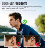 Kinglucky Clip-On Earbuds Gen 3, Open-Ear Wireless Bluetooth 6.0 Headphones with Mic, Secure Fit for Small Ears & Glasses Wearers, 50H Playtime, LED Digital Display, ENC, IPX5 Waterproof(Balck)