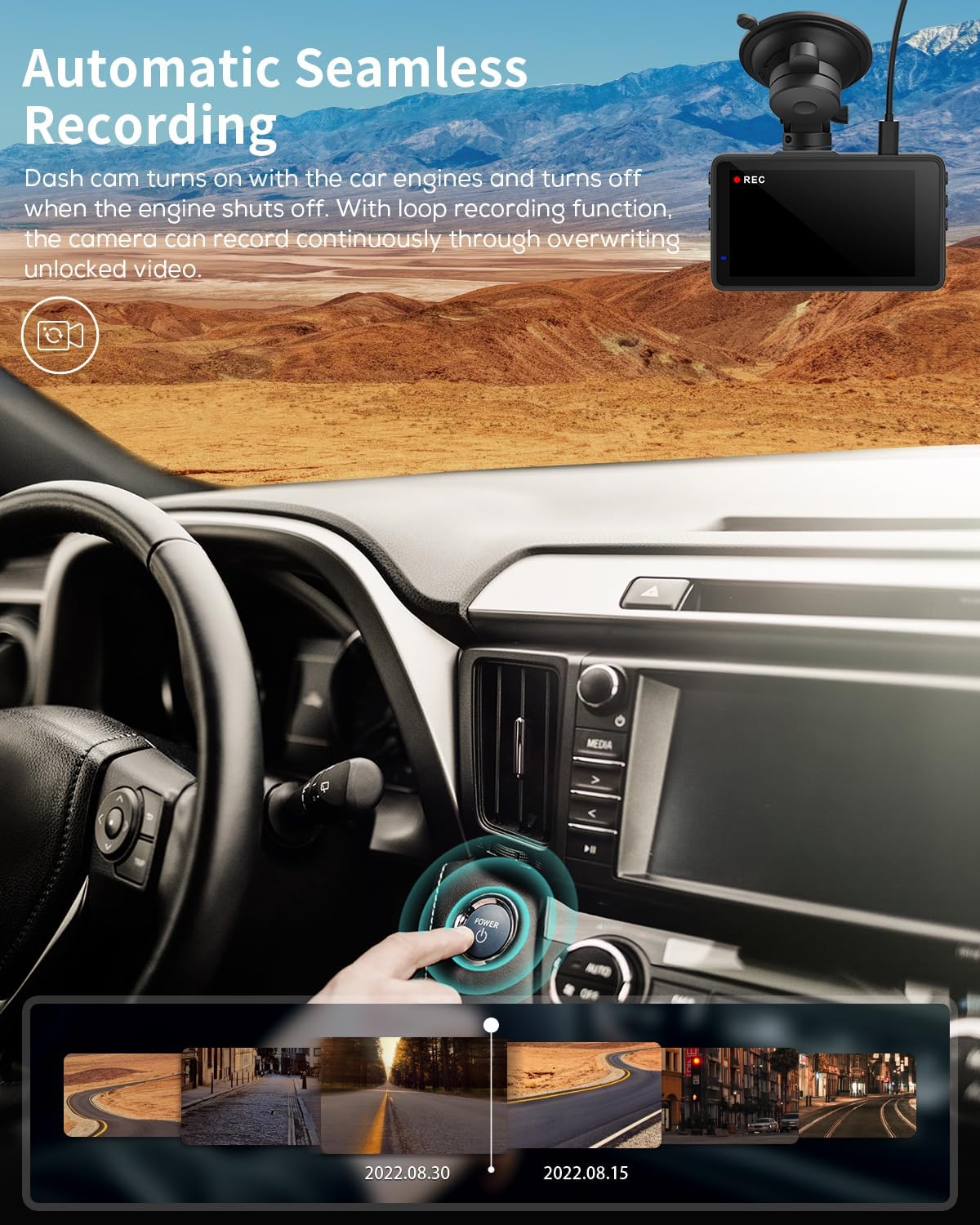 iZEEKER GD100 2.5K Dash Cam Front, 32GB Card, 3-Inch IPS, WDR Night Vision