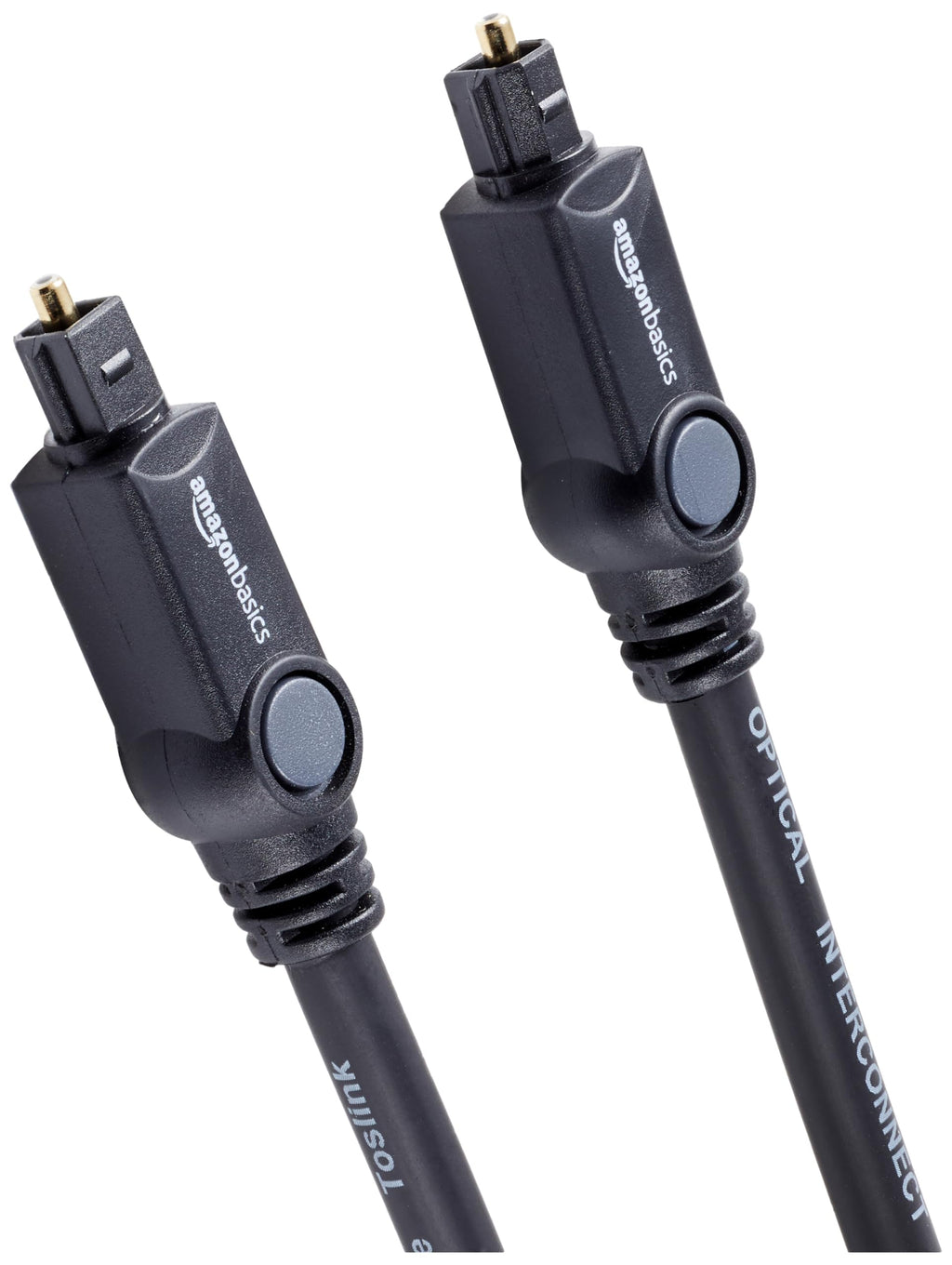 Amazon Basics Toslink Digital Optical Audio Fiber Optic Cable, Multi-Channel, for Sound Bar, Audio System, Home Theatre, Game Console, Blu-Ray Player, Gold-Plated Connectors, 6 Foot, Black